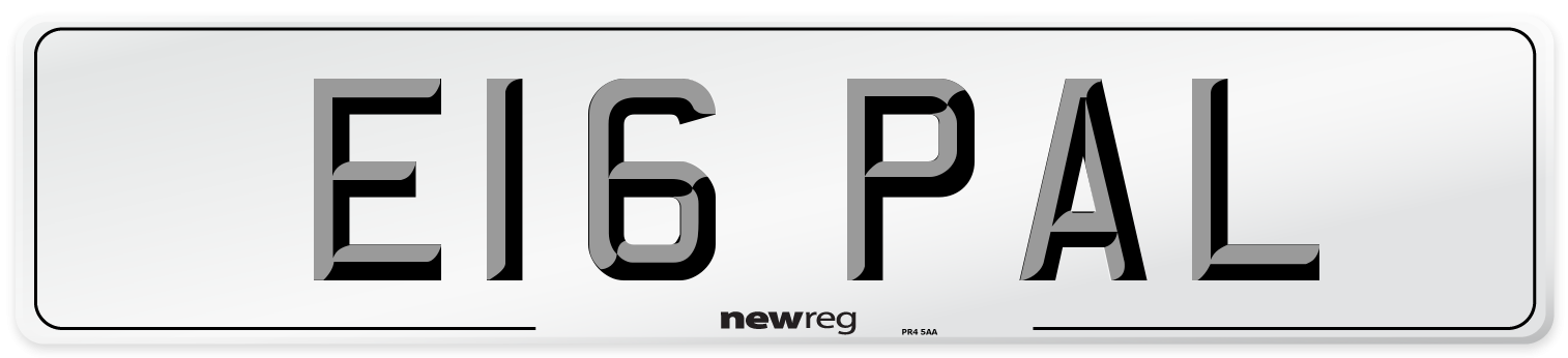 E16 PAL Number Plate from New Reg